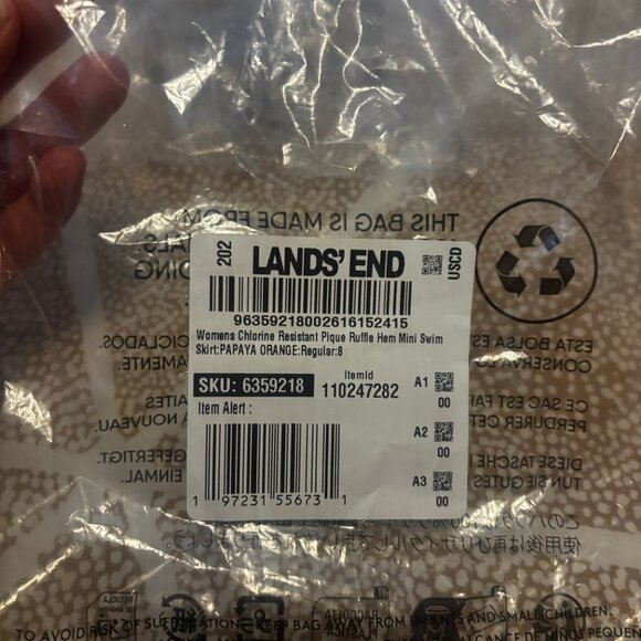 Land's End Papaya Orange Swim Skirt (8) & Tankini Top (10) Set NWT - Picture 2 of 10